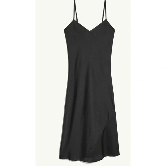 knix Black Slip Midi Dress with White Layered Turtleneck Look - Picture 3 of 8